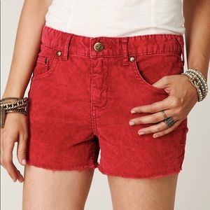 Free People Red Corduroy Shorts